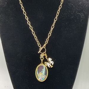 Limited Edition Origami Owl Gold Toned Oval Pendant Locket Necklace with Charms